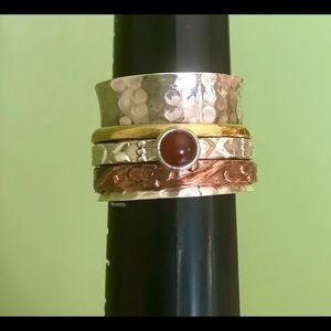 Carnelian 925 Silver Spinning Ring Size7